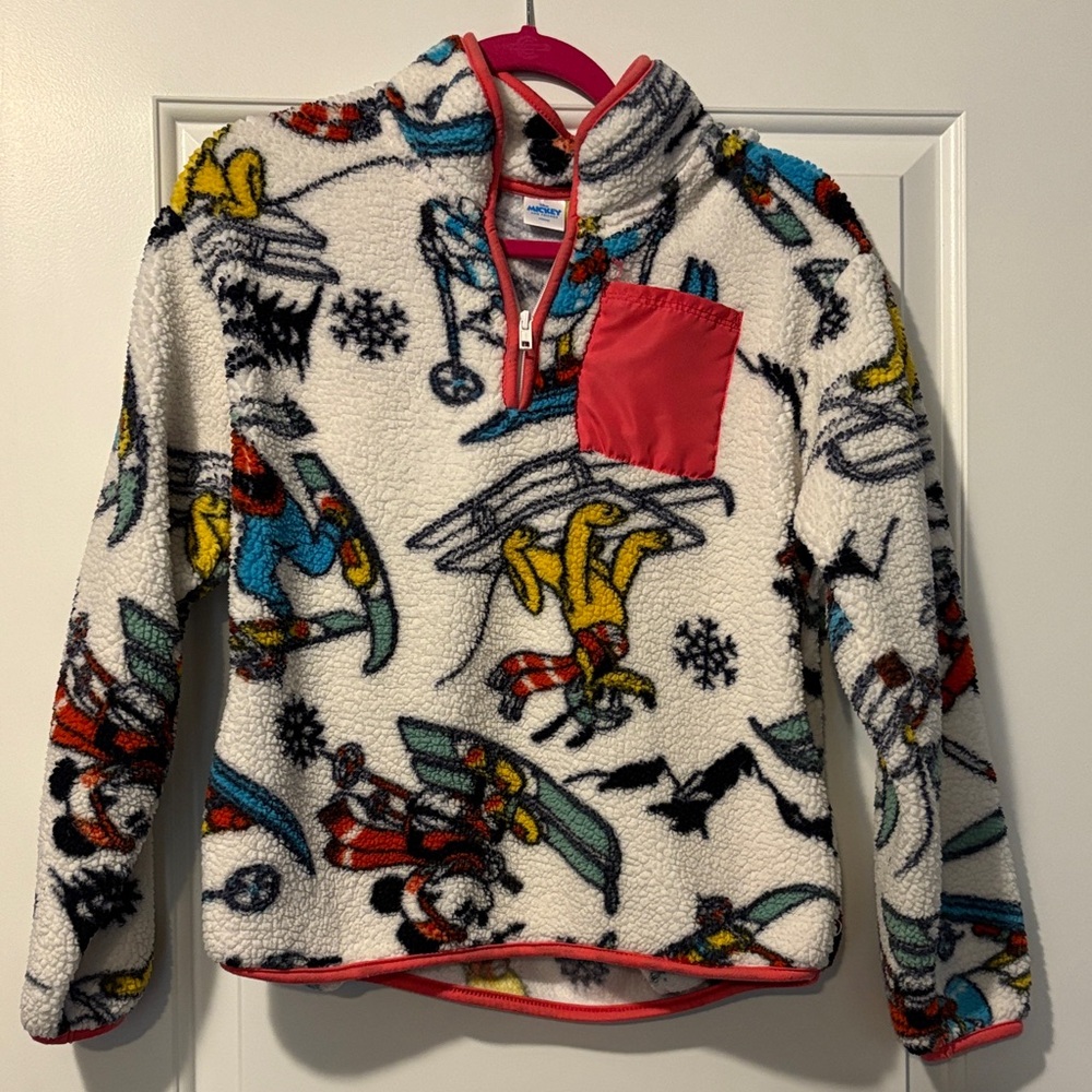 Disney woman’s Fleece Pullover - White with Red and Blue Accents